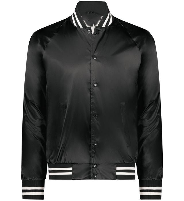 Men’s Classic Black Satin Bomber Jacket