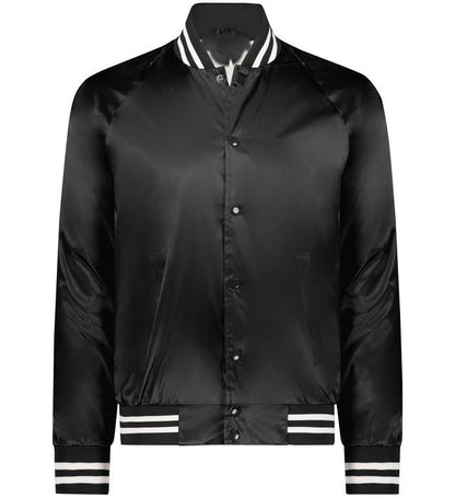 Men’s Classic Black Satin Bomber Jacket