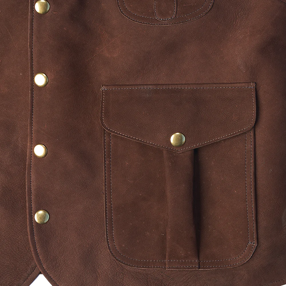 Men’s Brown Multi Pocket Style Leather Vest