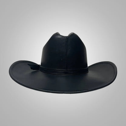 New Black Women’s Handmade Western-Style Sheepskin Leather Cowboy Hat