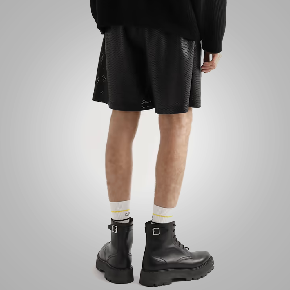 New Black Men's Leather Shorts