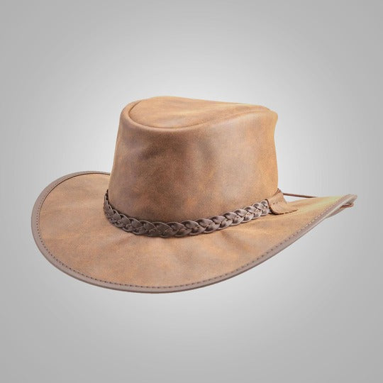 New Women’s Lambskin Leather Crushable Outback Hat