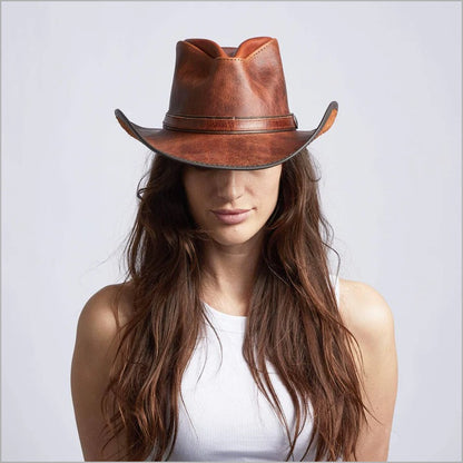 New Brown Sheepskin American Leather Cowgirl Hat for Women