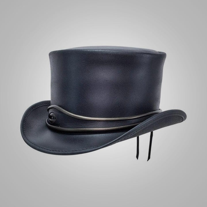 New Black Lambskin Women’s Leather Top Eye Hat