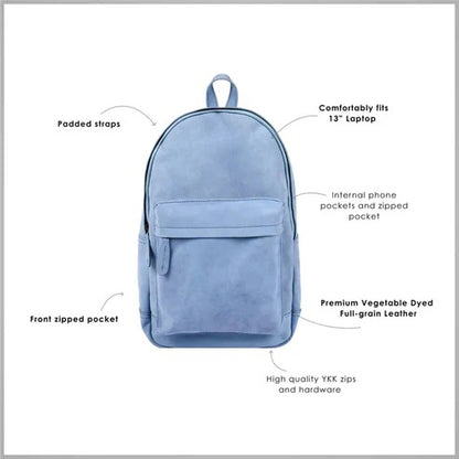 Men’s Handmade Premium Blue Leather Backpack - Stylish  Avanzar Leather