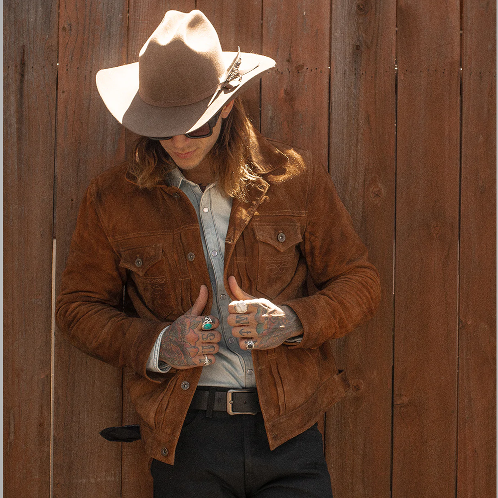 Men's Chocolate Brown Fringe Suede Leather Western Jacket