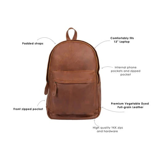 Men’s Classic Brown Leather Backpack - Timeless & Durable Avanzar Leather