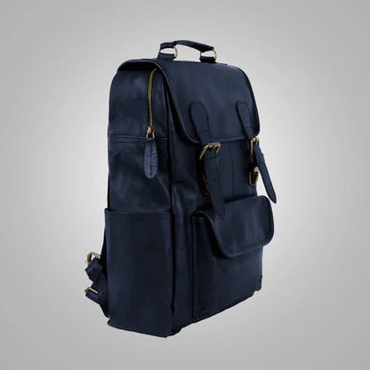 Men’s Stylish Blue Genuine Leather Backpack - Premium, Durable Avanzar Leather