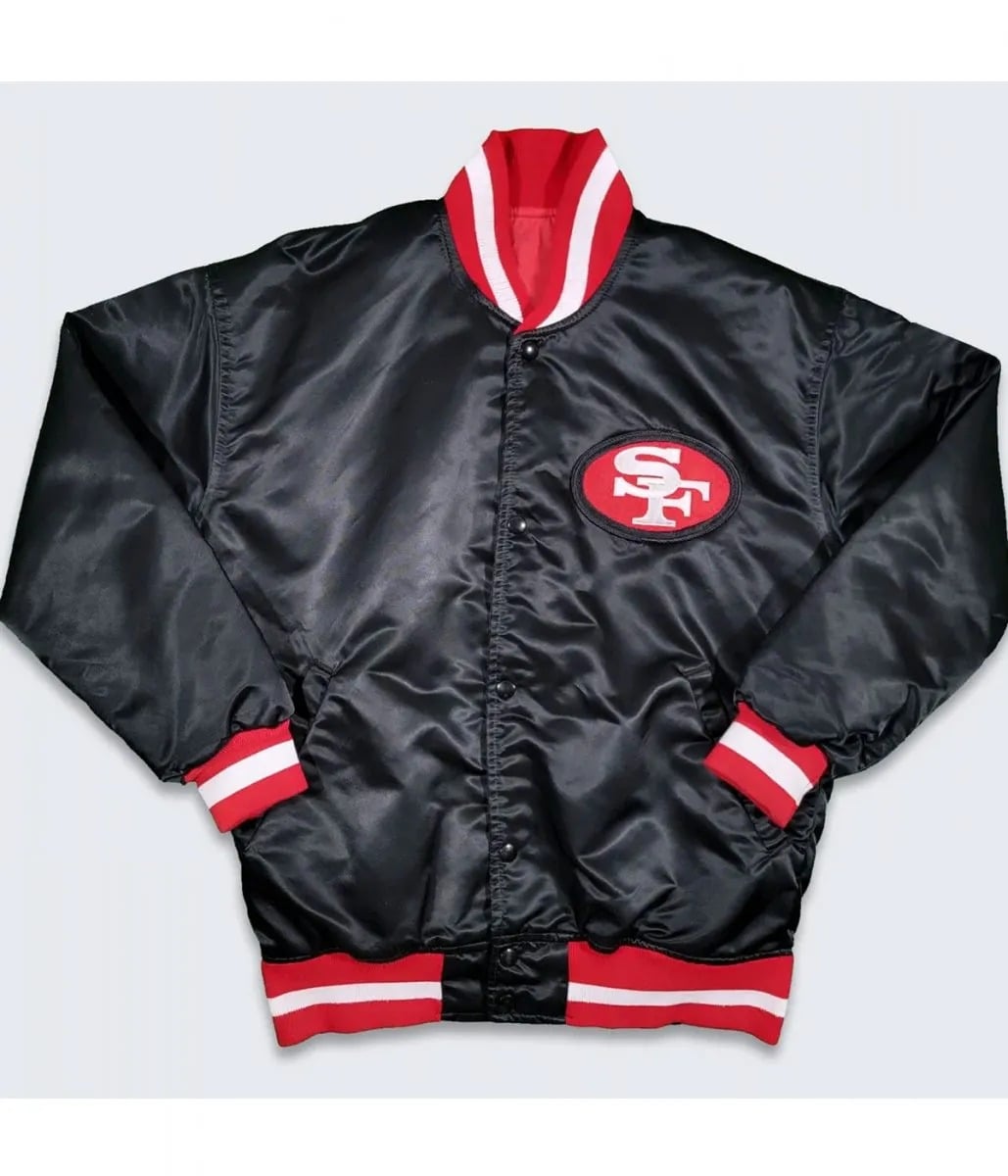 Vintage 80s San Francisco 49ers Red Satin Bomber Jacket