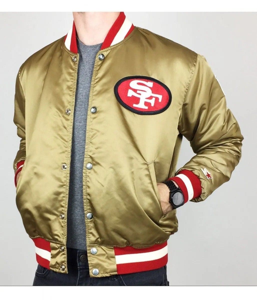Vintage 80s San Francisco 49ers Red Satin Bomber Jacket