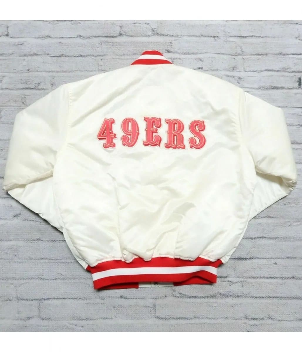 Vintage 80s San Francisco 49ers Red Satin Bomber Jacket