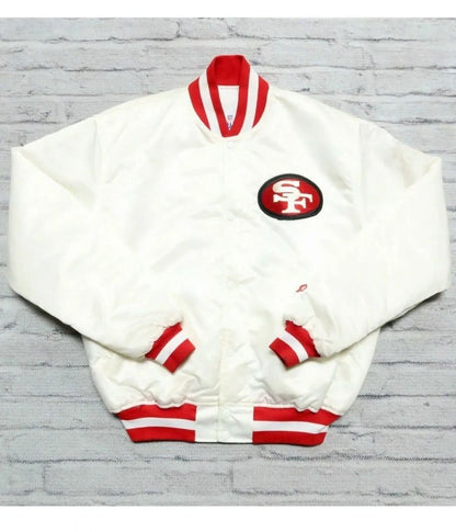 Vintage 80s San Francisco 49ers Red Satin Bomber Jacket