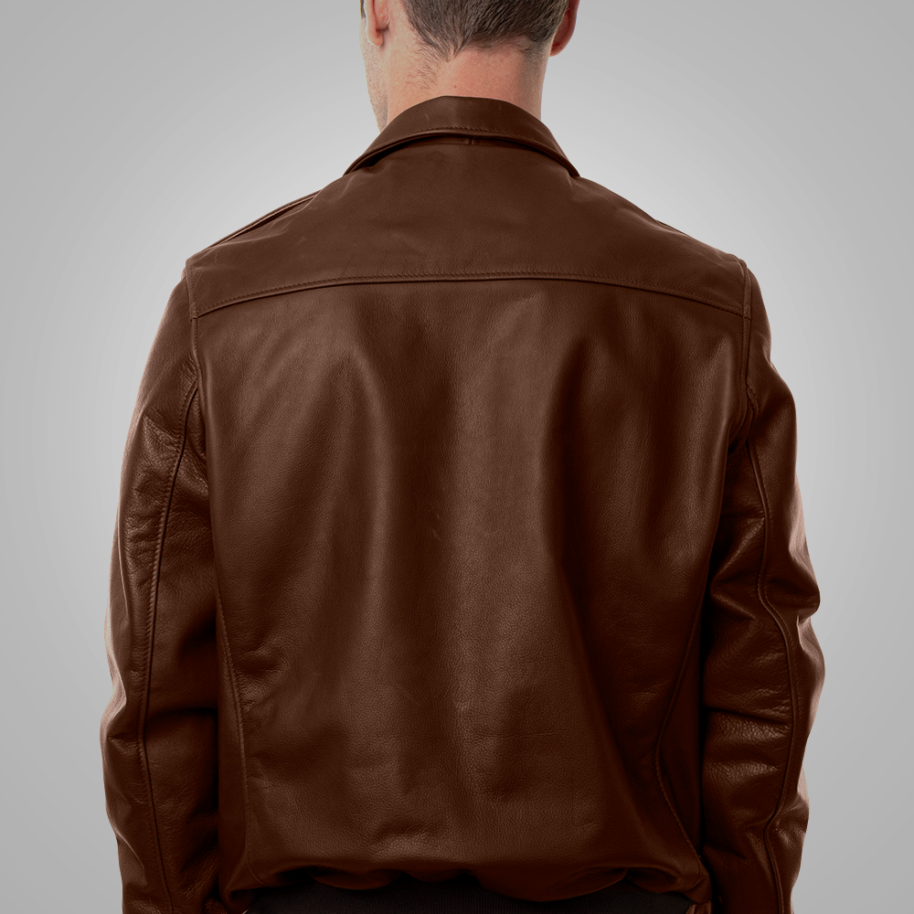 Brown Men's Lambskin A-2 Flight Leather Jacket