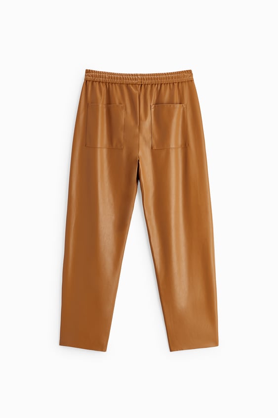 Men's Brown Leather Biker Pants in Real Sheepskin