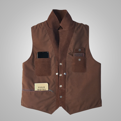 Men’s Brown Multi Pocket Style Leather Vest