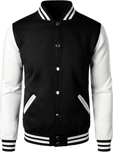 HOOD CREW Men's Varsity Baseball Cotton Blend Letterman Jacket