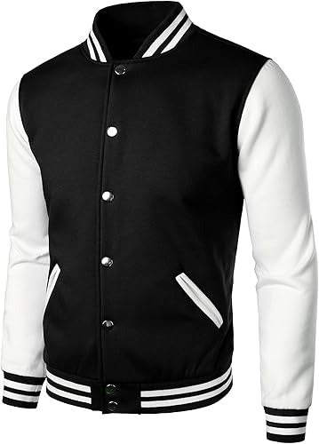 HOOD CREW Men's Varsity Baseball Cotton Blend Letterman Jacket