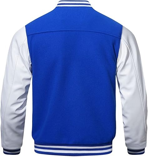 HOOD CREW Men’s Varsity Jacket original Leather Sleeve Letterman College Baseball Jacket