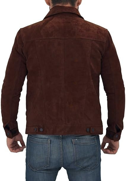 Premium Lambskin Leather Vintage Trucker Jacket for Men Shirt Collar Jacket