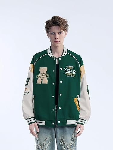 Aelfric Eden Men’s Varsity Jacket Vintage Graphic Baseball Jacket Unisex Streetwear Coats