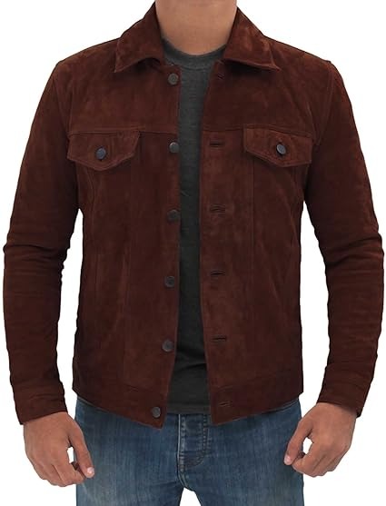 Premium Lambskin Leather Vintage Trucker Jacket for Men Shirt Collar Jacket