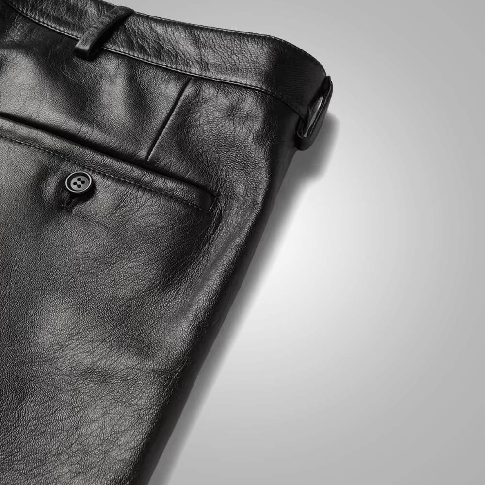 Mens Black Leather Shorts