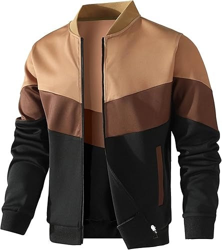 HPESTFIT Men's Lightweight Color Block Varsity Bomber Jacket