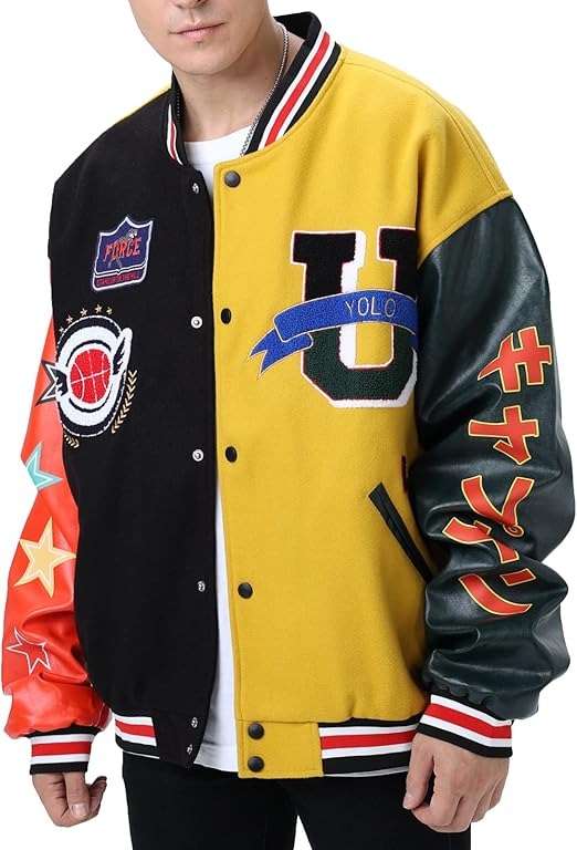 Unisex Y2K Embroidered Varsity Letterman Bomber Baseball Jacket