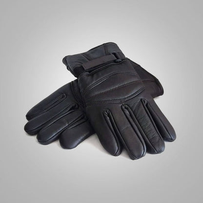 Men's Black Soft Flexible Leather Winter Gloves for Comfort