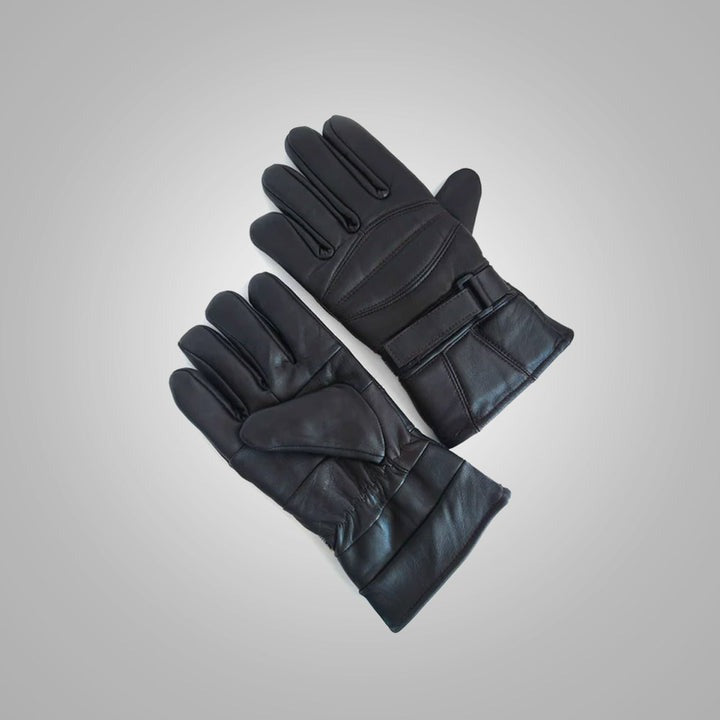 Men's Black Soft Flexible Leather Winter Gloves for Comfort