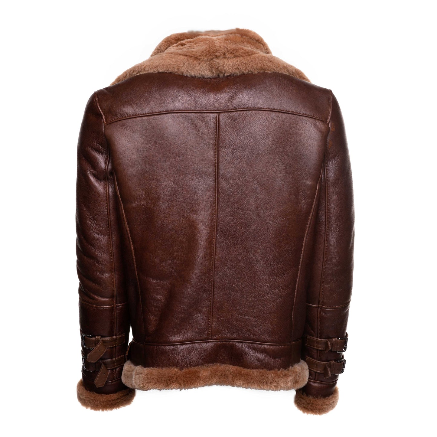 Phan's Brown Aviator Bomber Shearling Jacket with Waist Belt