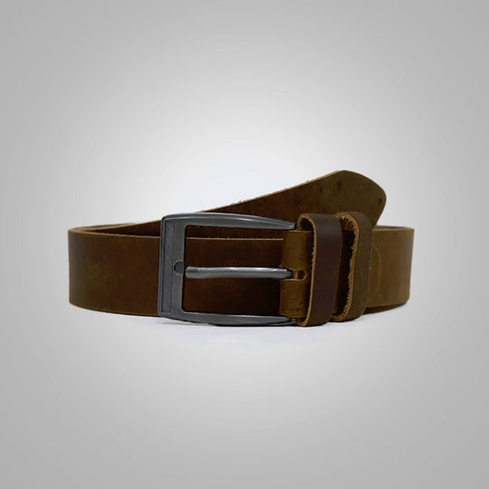 New Men's Brown Genuine Handmade Leather Belt