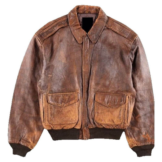 80s A2 Flight Vintage Style Military Leather Jacket