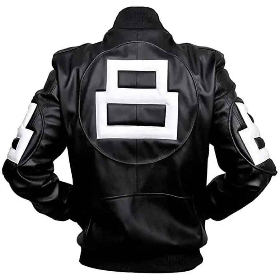 8 Ball Black Leather Bomber Jacket