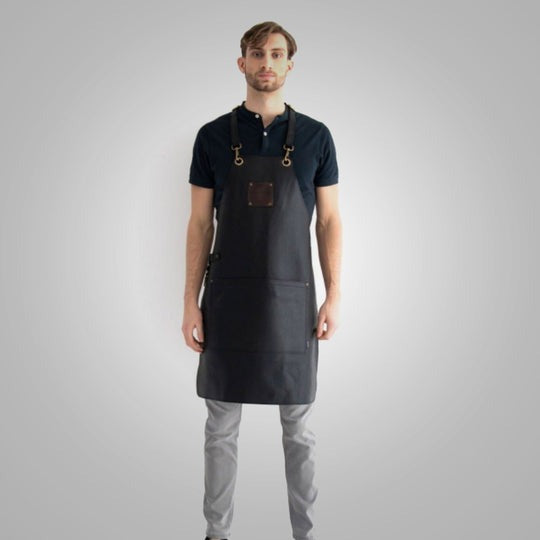 New Men's Black Sheepskin Handmade Leather Apron