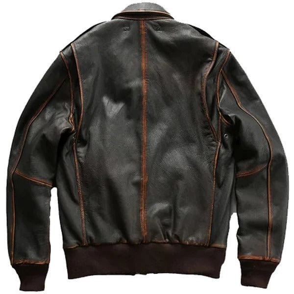 Men’s Distressed Brown A2 Aviator Leather Bomber Jacket Avanzar Leather