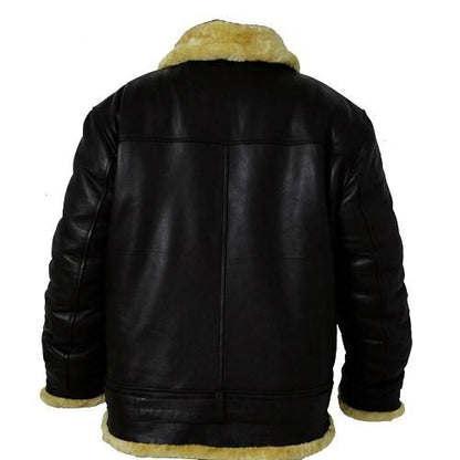 Top-Grain Aviator Men’s Black Leather Jacket