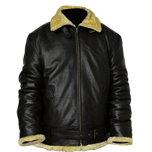 Top-Grain Aviator Men’s Black Leather Jacket