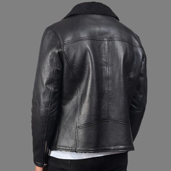 Men's Shearling Black Leather Jacket