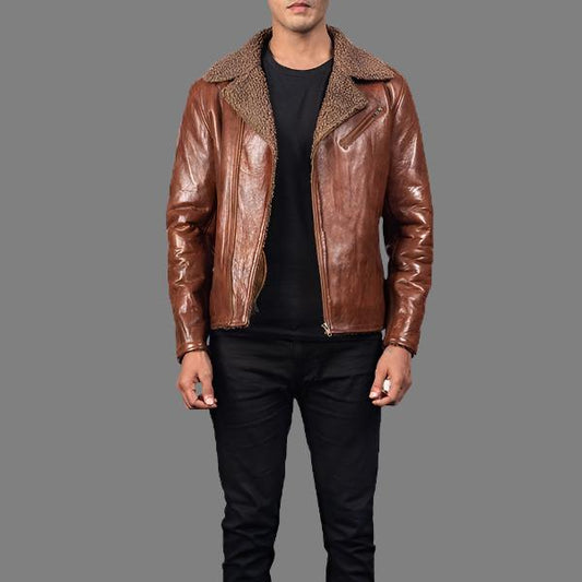 Men's Shearling Brown Leather Jacket