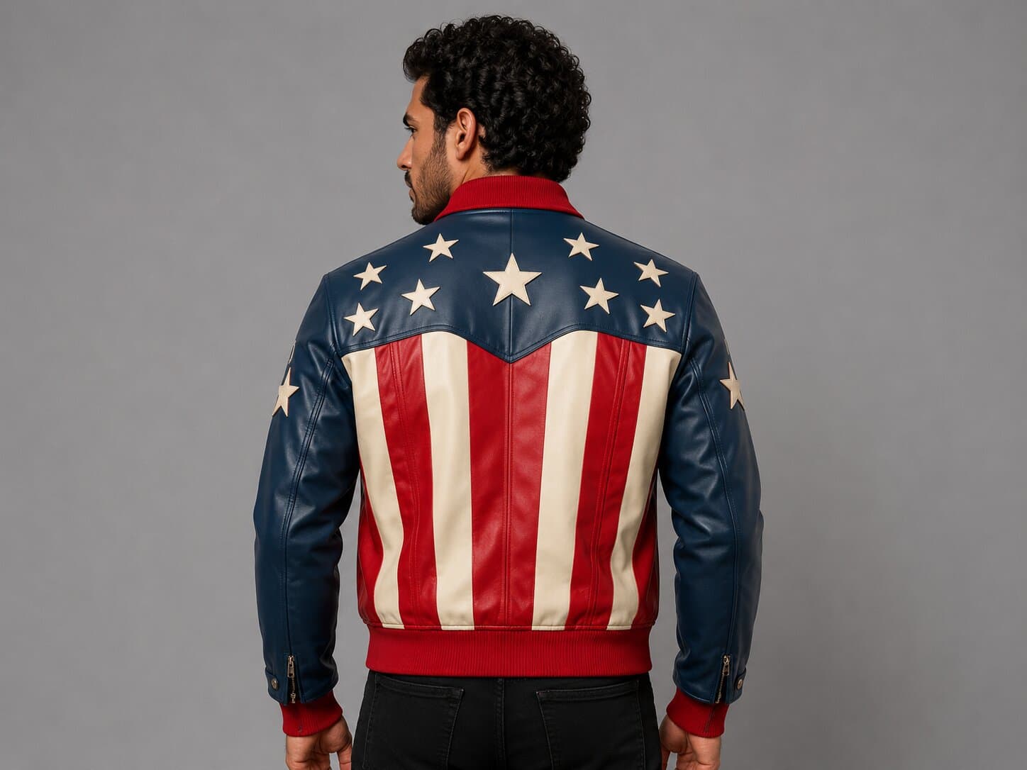 American Flag Leather Bomber Jacket Stars & Stripes Style by avanzar leather