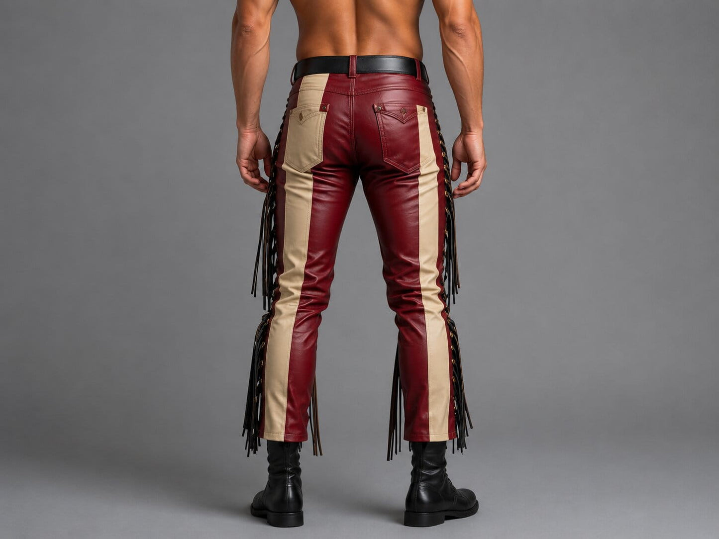 American Flag Leather Fringe Pants for Men Rodeo Style by avanzar leather