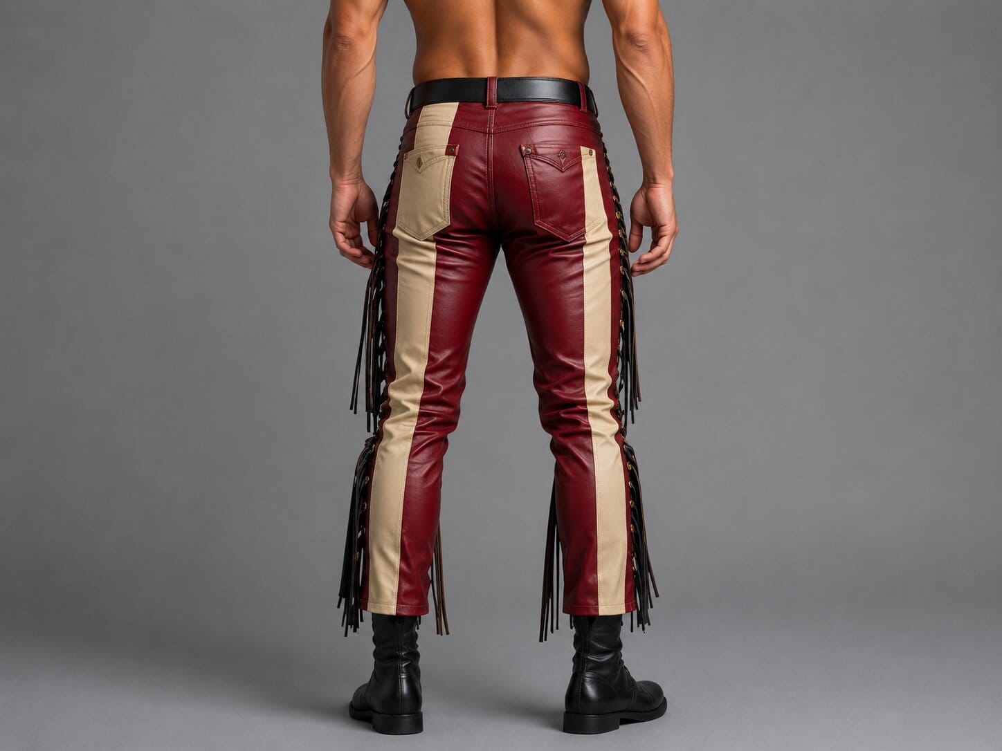 American Flag Leather Fringe Pants for Men Rodeo Style by avanzar leather