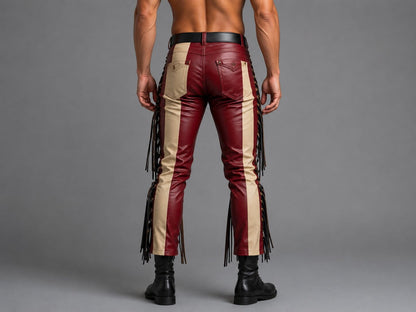 American Flag Leather Fringe Pants for Men Rodeo Style by avanzar leather