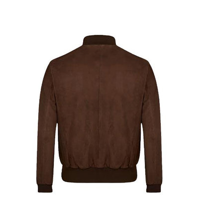 Antigua Chocolate Suede Handmade Bomber Leather Jacket - Luxury & Craftsmanship