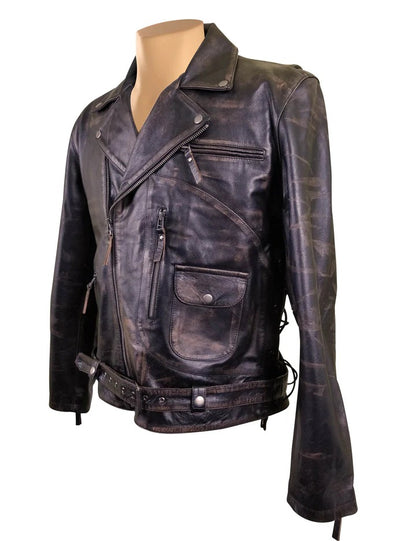 Arnold Schwarzenegger Terminator 2 Distressed Biker Leather Jacket 