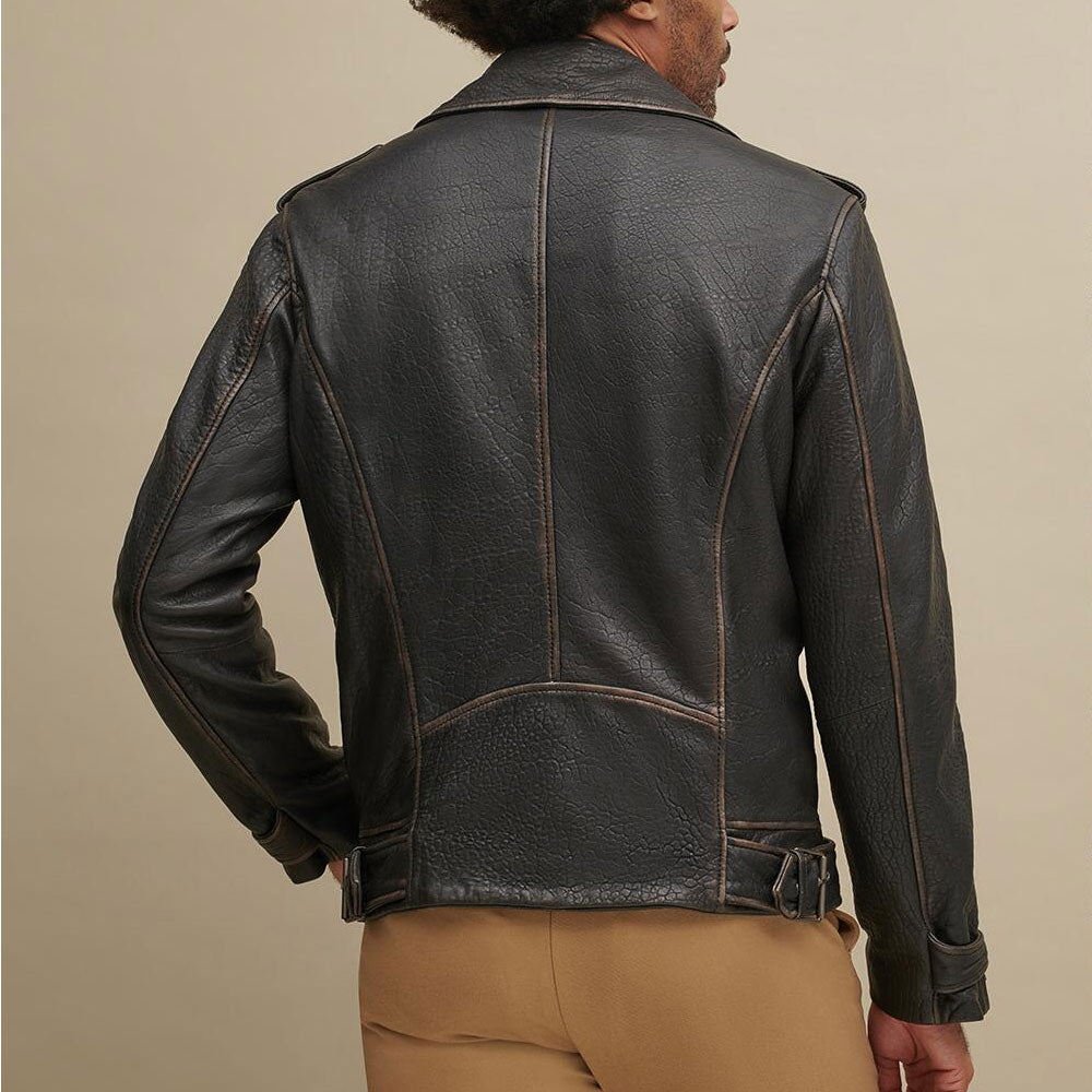 Men’s Asymmetrical Leather Biker Jacket