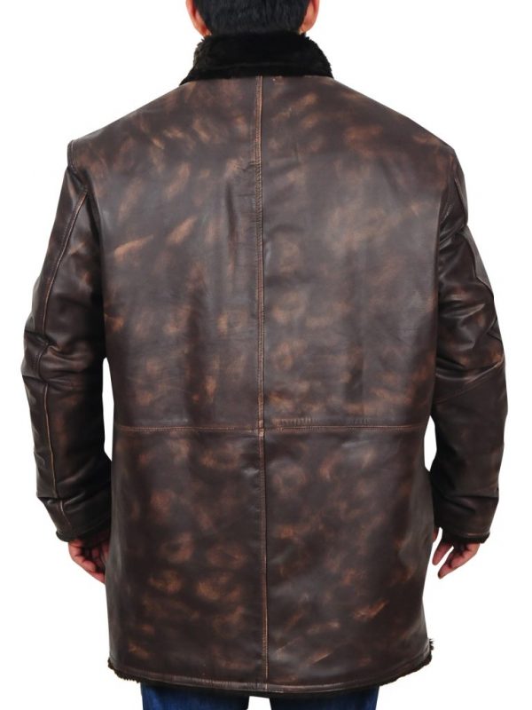 Premium Avanzar Men’s Distressed Brown Leather Jacket with Fur Collar