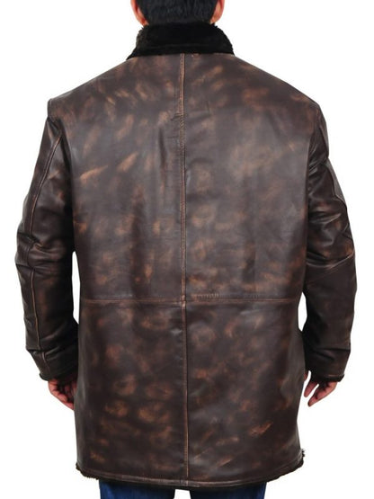 Premium Avanzar Men’s Distressed Brown Leather Jacket with Fur Collar