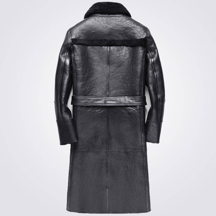 Authentic Double-Breasted Sheepskin Trench Coat for Men